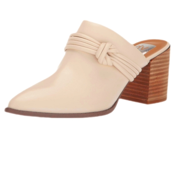 Dolce Vita Shoes - Dolce Vita Tabitha ivory faux leather stacked heel knot accent mule clogs 8.5